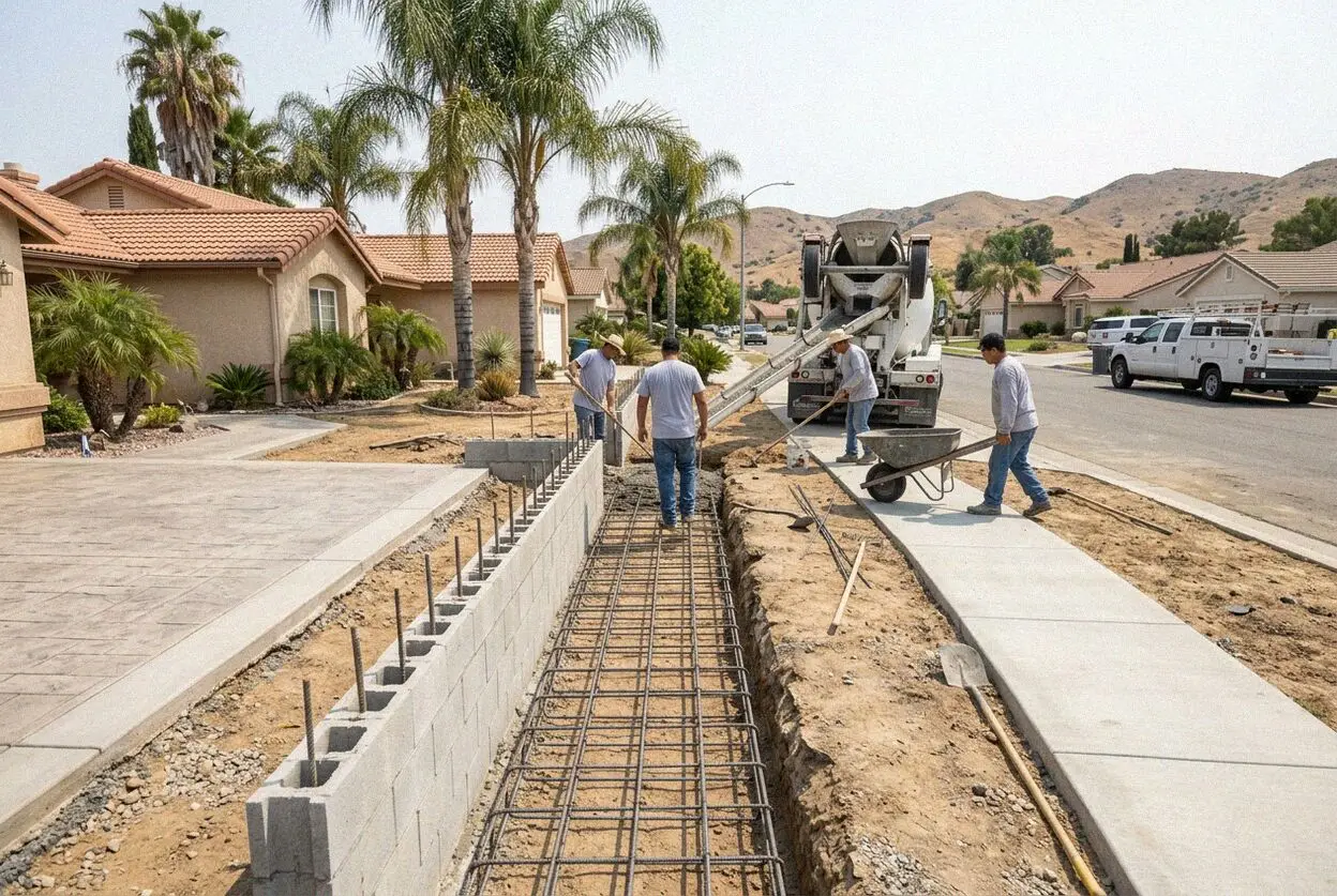 An open footing trench with tied steel at a Riverside home