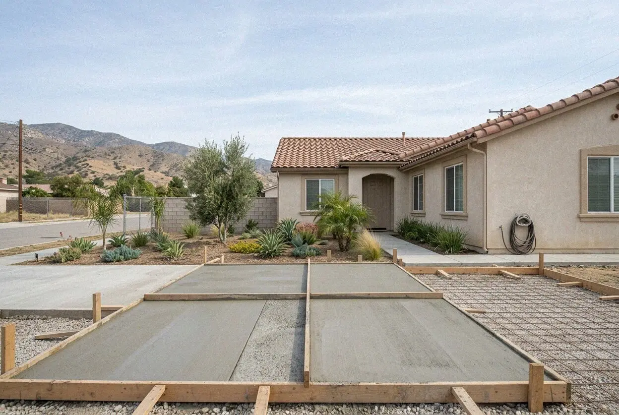 A new concrete driveway on an East Highlands Ranch street in Highland