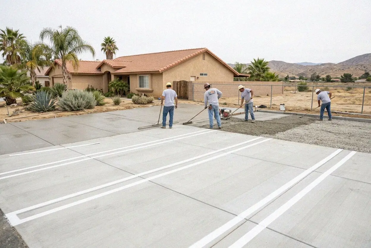 Commercial concrete parking lot being poured in Riverside, CA