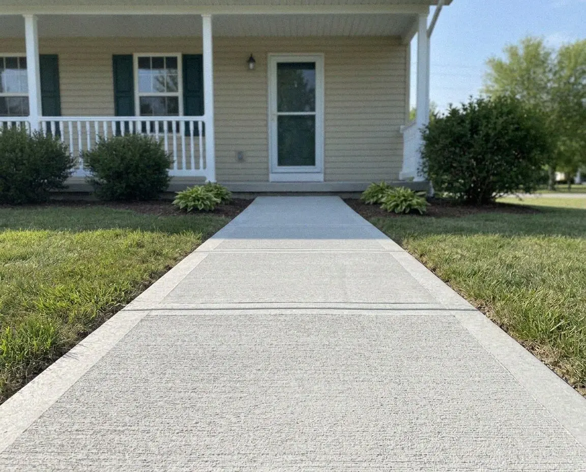 A newly poured public sidewalk panel at a Riverside home