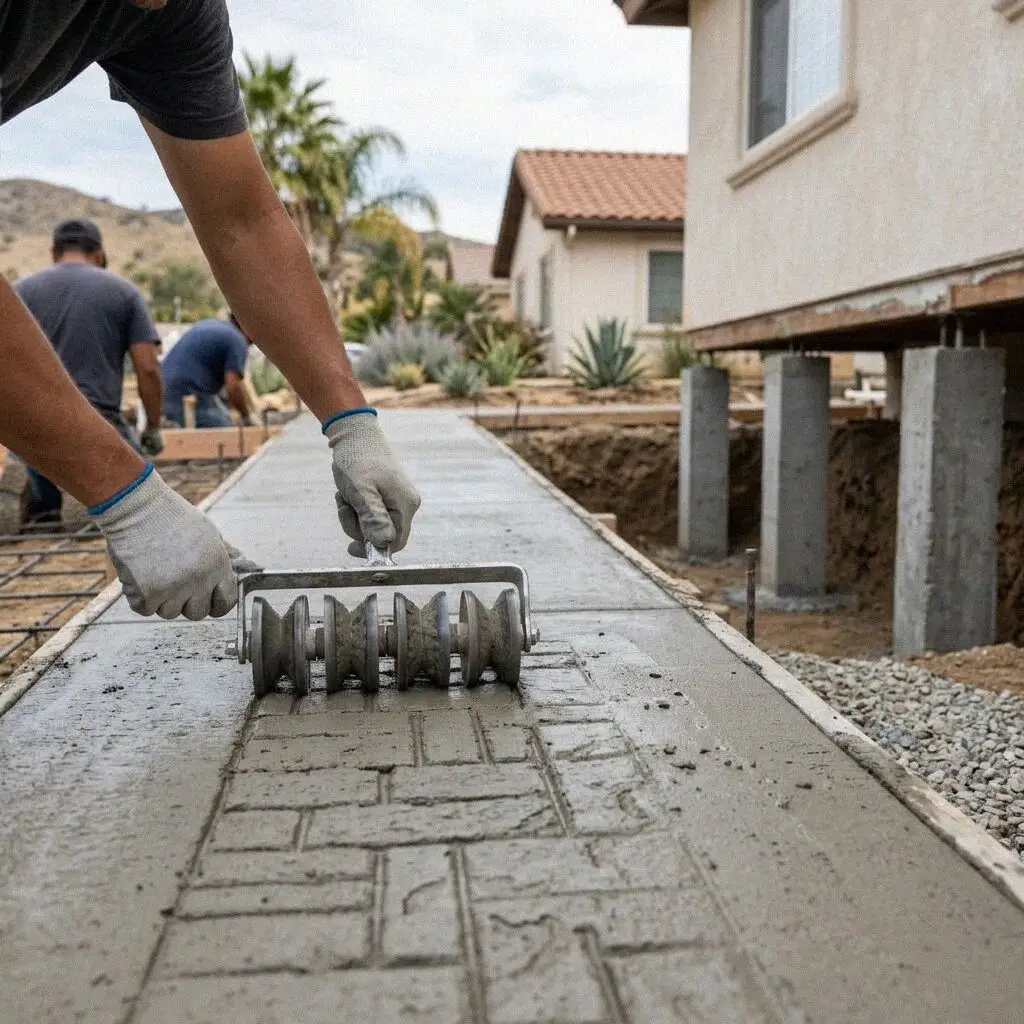 Screw jacks on cribbing beneath a raised Riverside bungalow