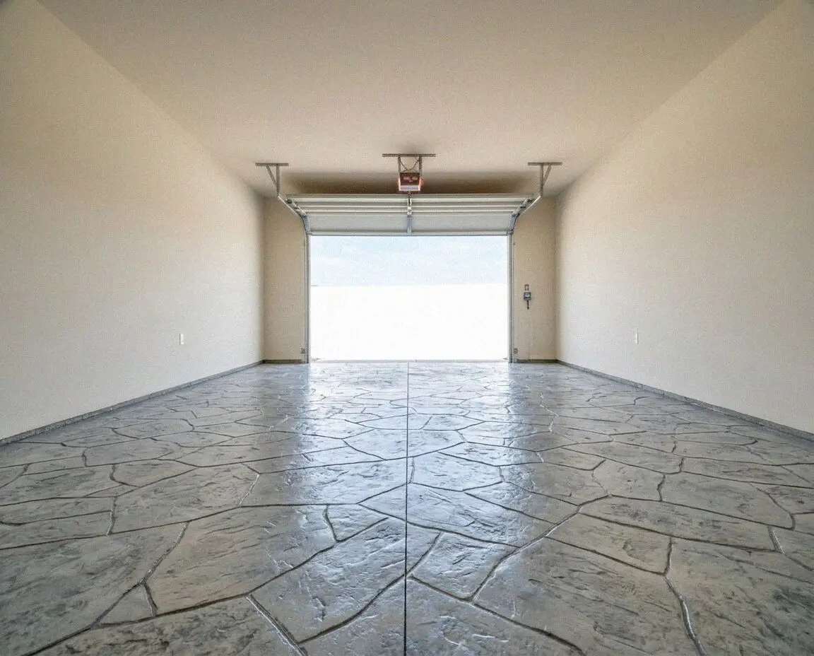 Sealed concrete garage floor with cut joints in a Riverside, CA garage